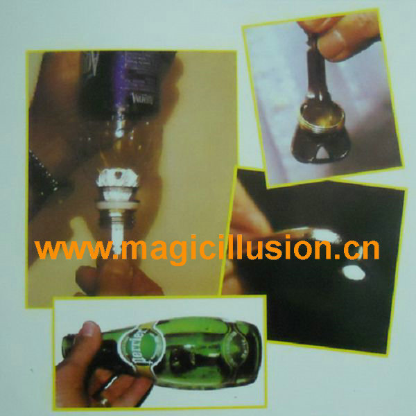 Folding Key Thru Bottle or Ring Penetration Magic Trick